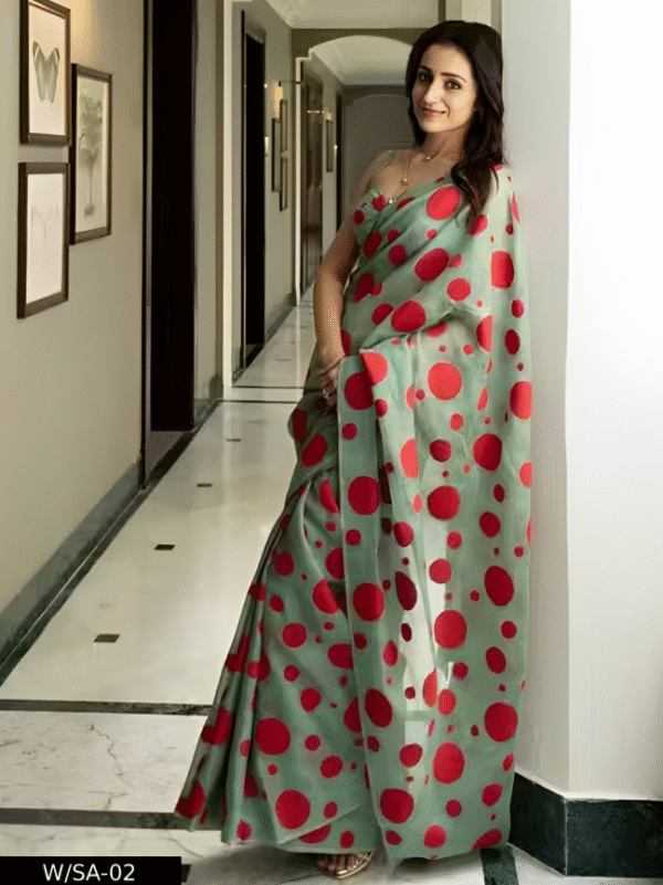 linen printed saree with blouse piece