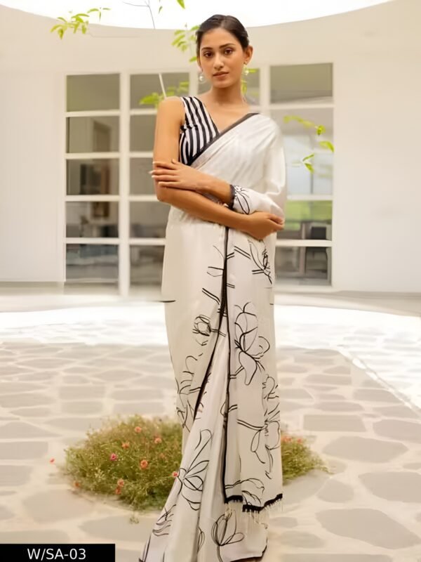 designer digital printed kalamkari dola silk saree with jacquard border & blouse
