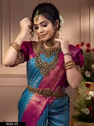 banarasi silk blend saree with blouse piece
