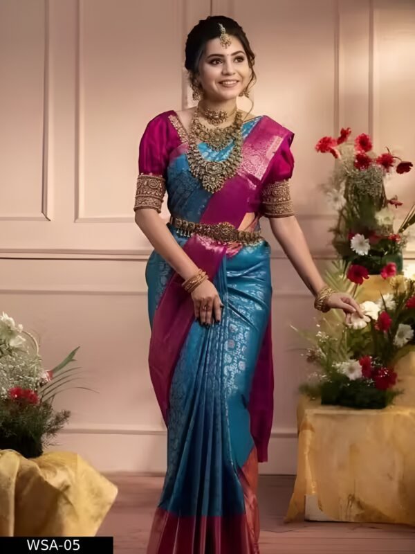 banarasi silk blend saree with blouse piece