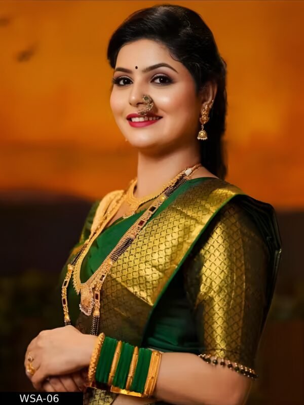 gold zari silk saree with unstitched running blouse
