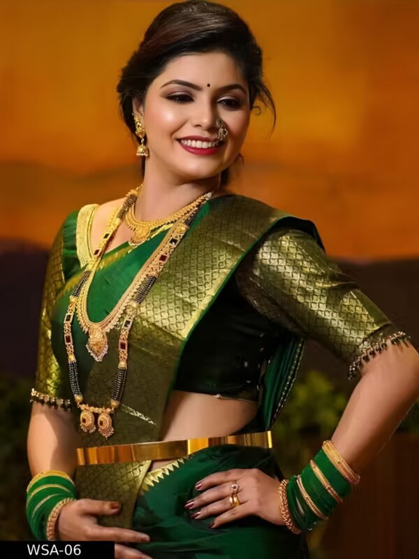 gold zari silk saree with unstitched running blouse