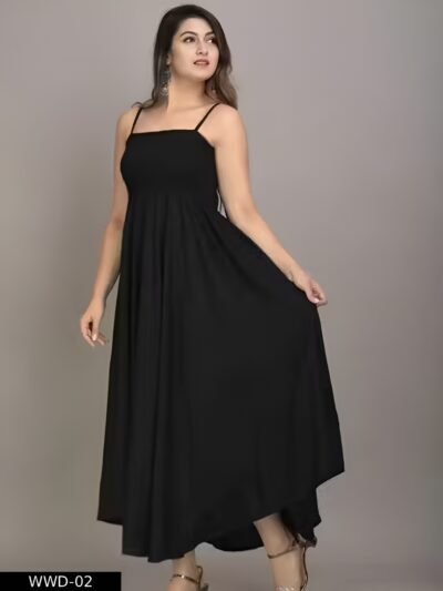 black modern sleeveless dress