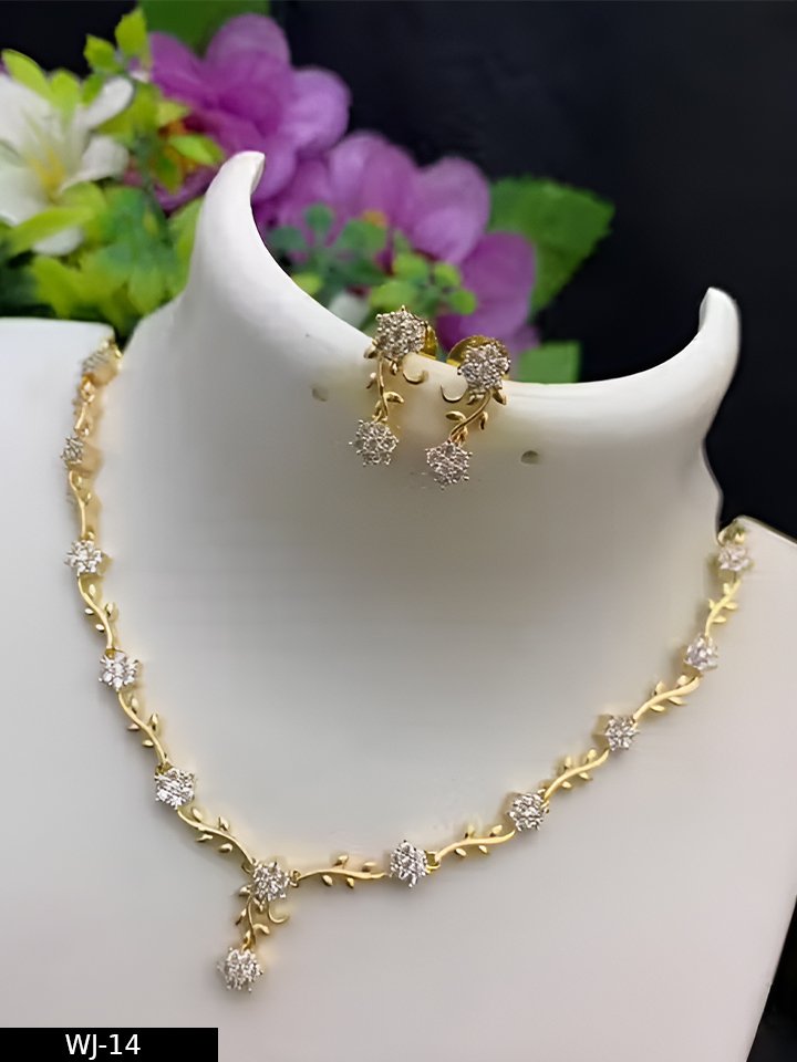 Brass Designer Rose Gold Plated Jewellery Set