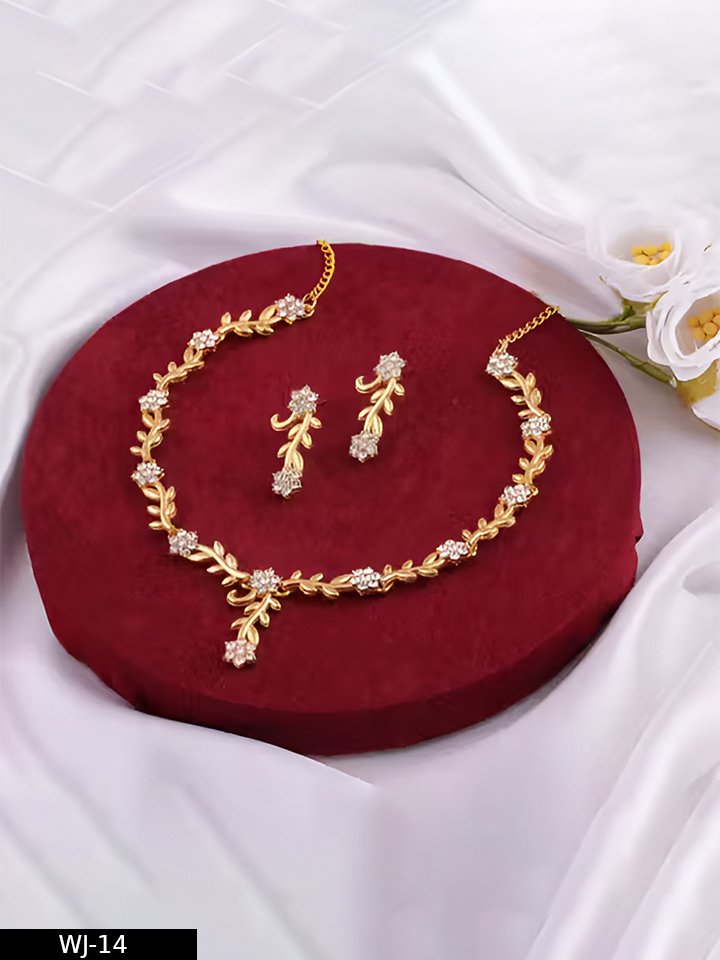 Brass Designer Rose Gold Plated Jewellery Set - Image 4