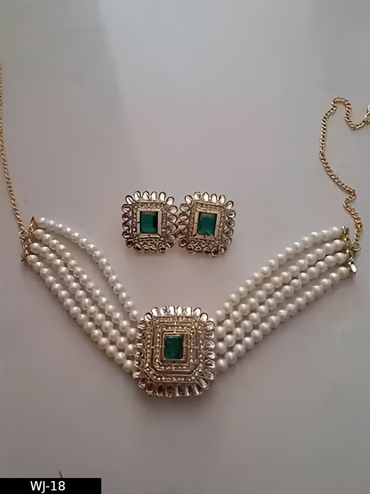 Royal Pearl Choker Set with Designer Earrings | Traditional Wedding Jewellery for Women - Image 4