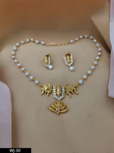 Govinda Jewellery Collection, Traditional Govinda Necklace Set, Pearl Earrings and Necklace Set, Indian Ethnic Necklace Set, Vintage Govinda Necklace