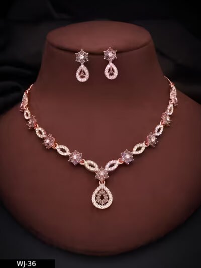 Gold Plated Necklace Set With American Diamond