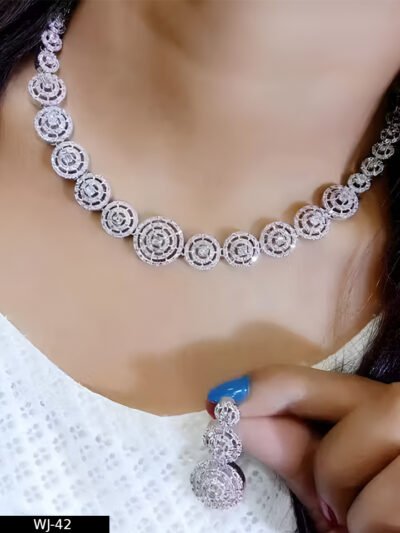 Elegant Silver-Plated Circular Motif Necklace Set.Silver plated necklace set