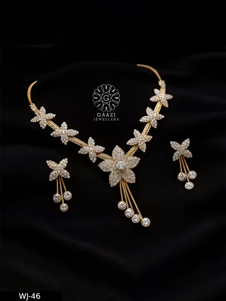 Gaazi Jewellers Elegant Jwellery Set – Diamond Studded Jewellery Necklace for Girls & Womenं