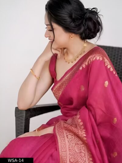 Jiya Fabrics Women's Rapier Jacquard Woven Self Design Soft Kichi Banarasi Silk Saree With Unstich Blouse Piece for Party, Festive, Traditional, Cermony Wear