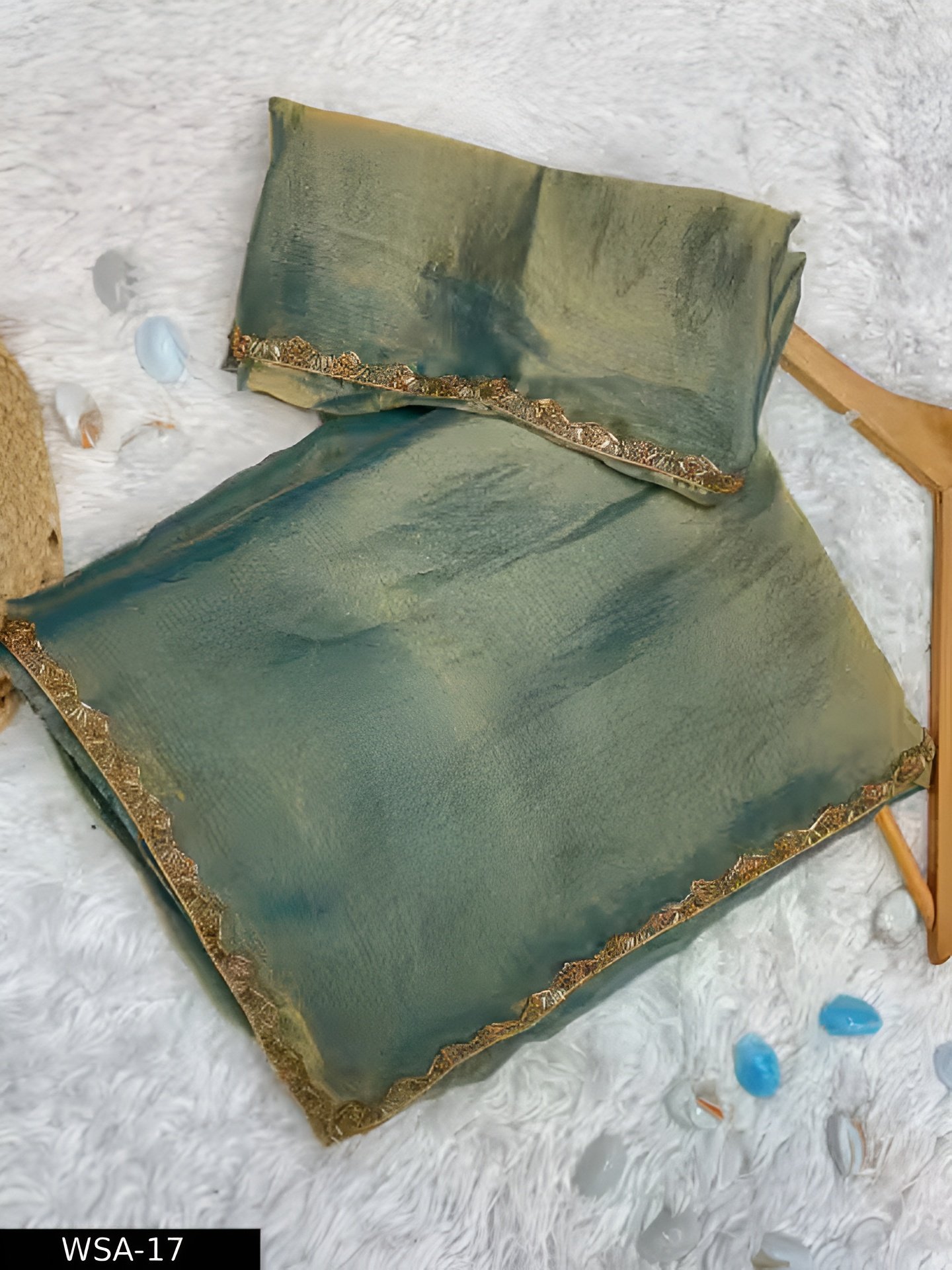 M M ETHNICS PRESENTING NEW RICH CHFFORN FENDY SOFT FABRIC ALPNG RICH BORDER LOOK SAREE WITH BLOUSE - Image 4