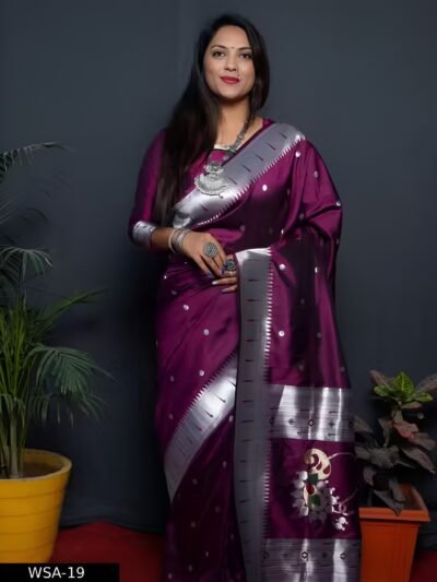 Wine Kanjeevaram Soft Semi Slik Saree For Women