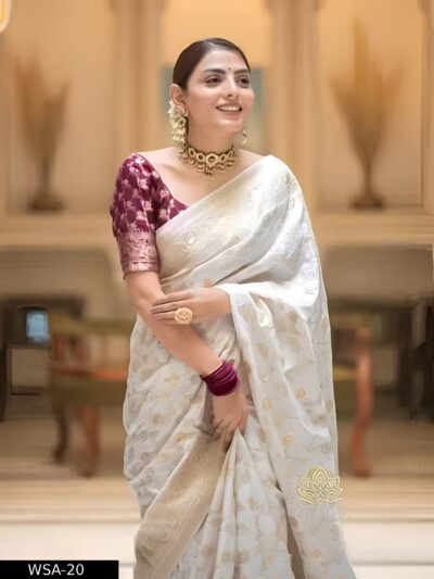 Women Pure Kanjivaram Silk Saree Soft Banarasi Sarees Latest Design Pattu Party Wear Kanchipuram Wedding Collection 2025 under 500 sadi sari saadi With Blouse Piece White