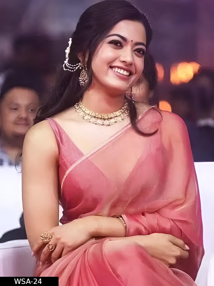 new trending celebrity inspired bollywood ramshmika mandana pure frendy silk two tone plain solid saree - Image 3