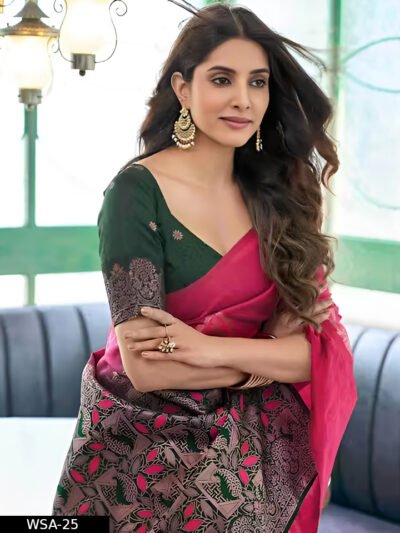 Banarasi Silk Woven Pattern Modern Jacquard Work Most Trendy and with 0.8 Meter fully Jacquard Trendy Work Blouse Piece.