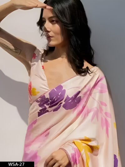 Designer Digital Printed Jacqaurd Border Kalamkari Dola Silk Saree for Woman with Running Blouse