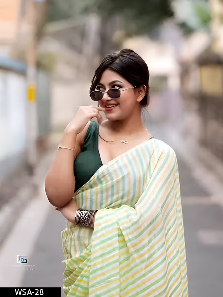 Premium Pure Cotton Linen Saree for Women with Bold Multicolor Geometric Print Design - Image 4