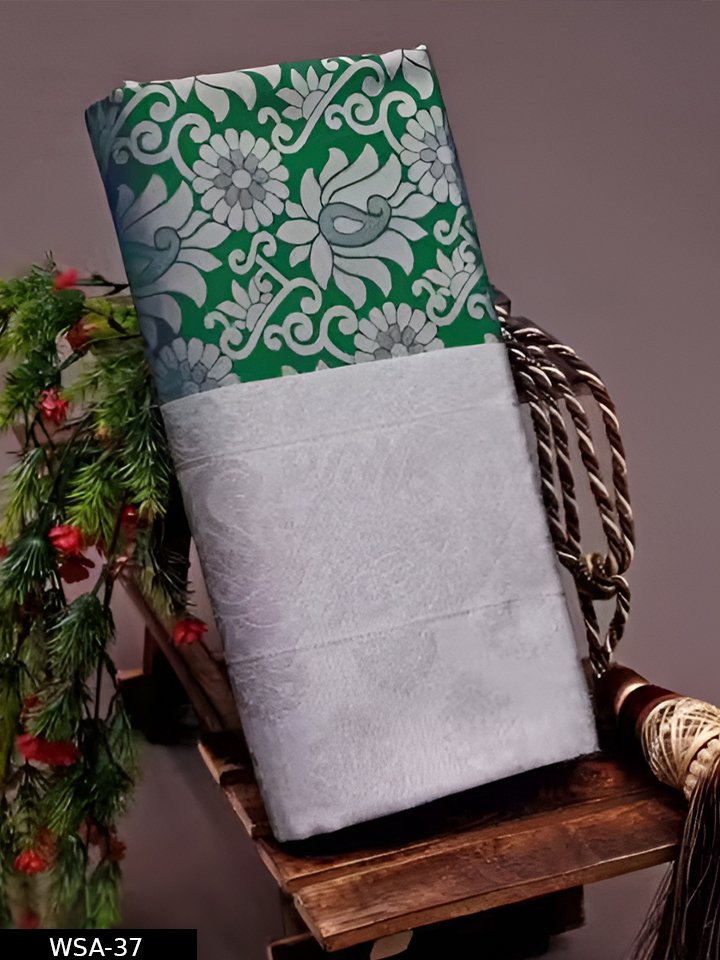 Beautiful Art Silk Jacquard Border Saree With silver Work On All Over - Image 3