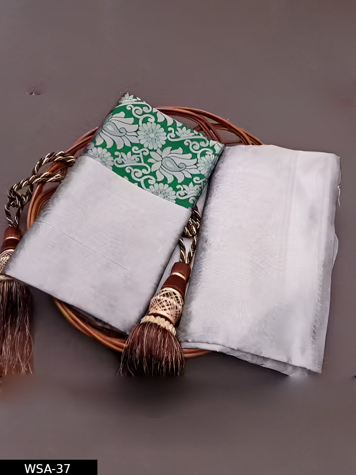 Beautiful Art Silk Jacquard Border Saree With silver Work On All Over - Image 4