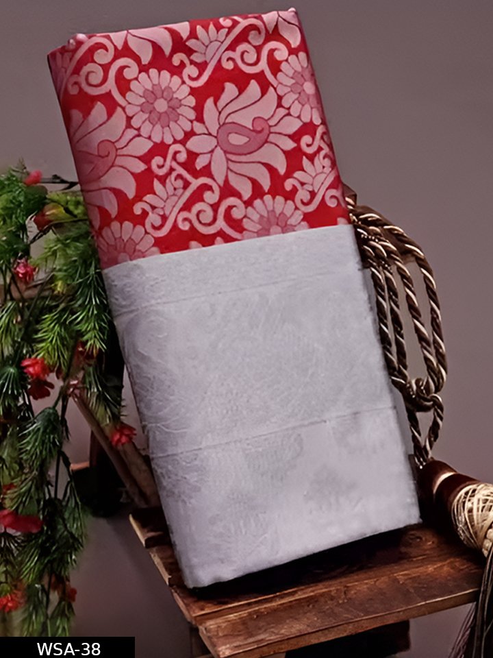 Beautiful Art Silk Jacquard Border Saree With silver Work On All Over - Image 3