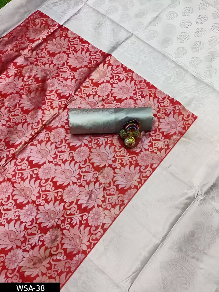 Beautiful Art Silk Jacquard Border Saree With silver Work On All Over - Image 4