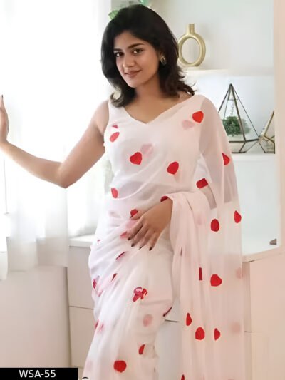 Buy Ezquisite Georgette Embroidery Work Saree - Treandy Designs On Meesho