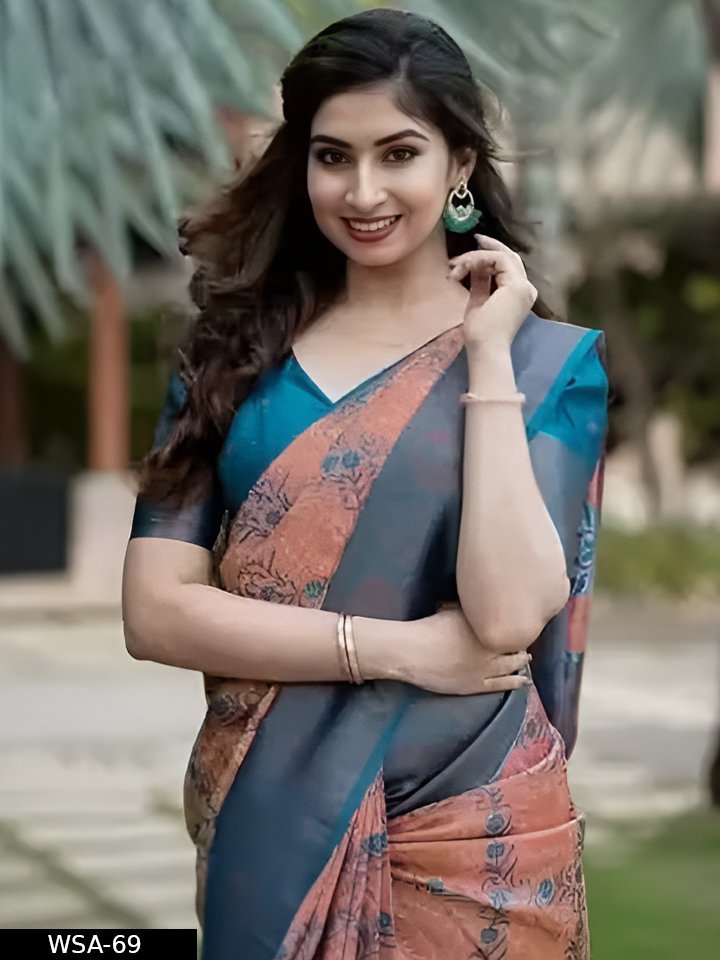 Multi Coloured kanjivaram Silk Saree - Image 2