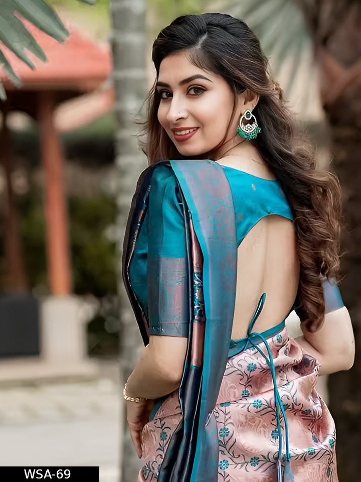 Multi Coloured kanjivaram Silk Saree - Image 3