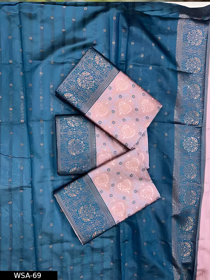 Multi Coloured kanjivaram Silk Saree - Image 4