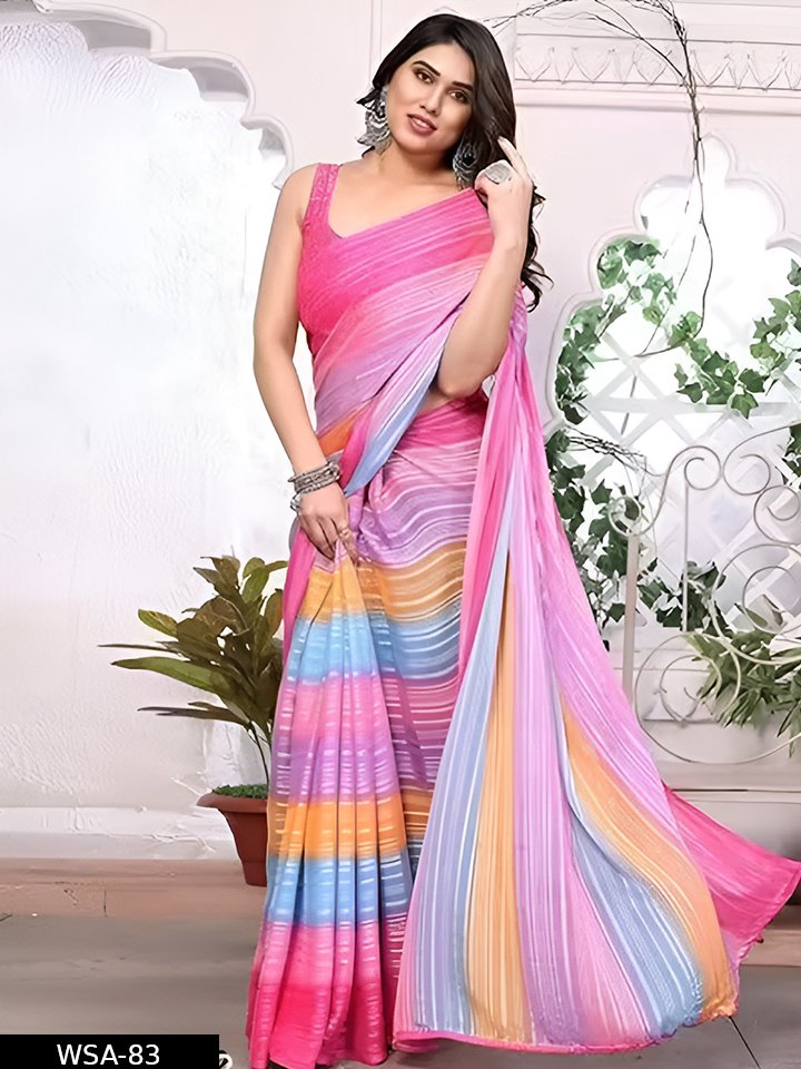 Georgette Printed Saree with Running unstitched Blouse Piece - Image 2