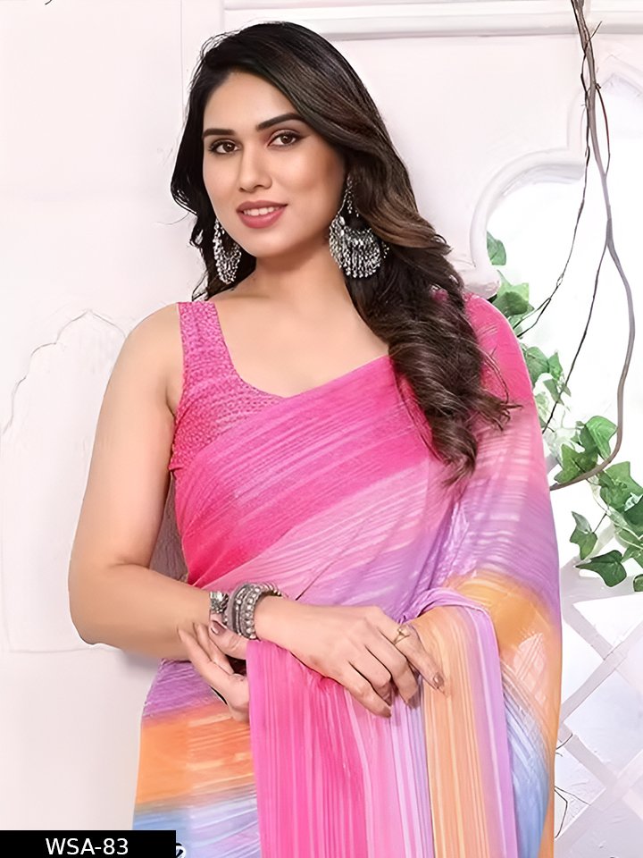 Georgette Printed Saree with Running unstitched Blouse Piece - Image 4