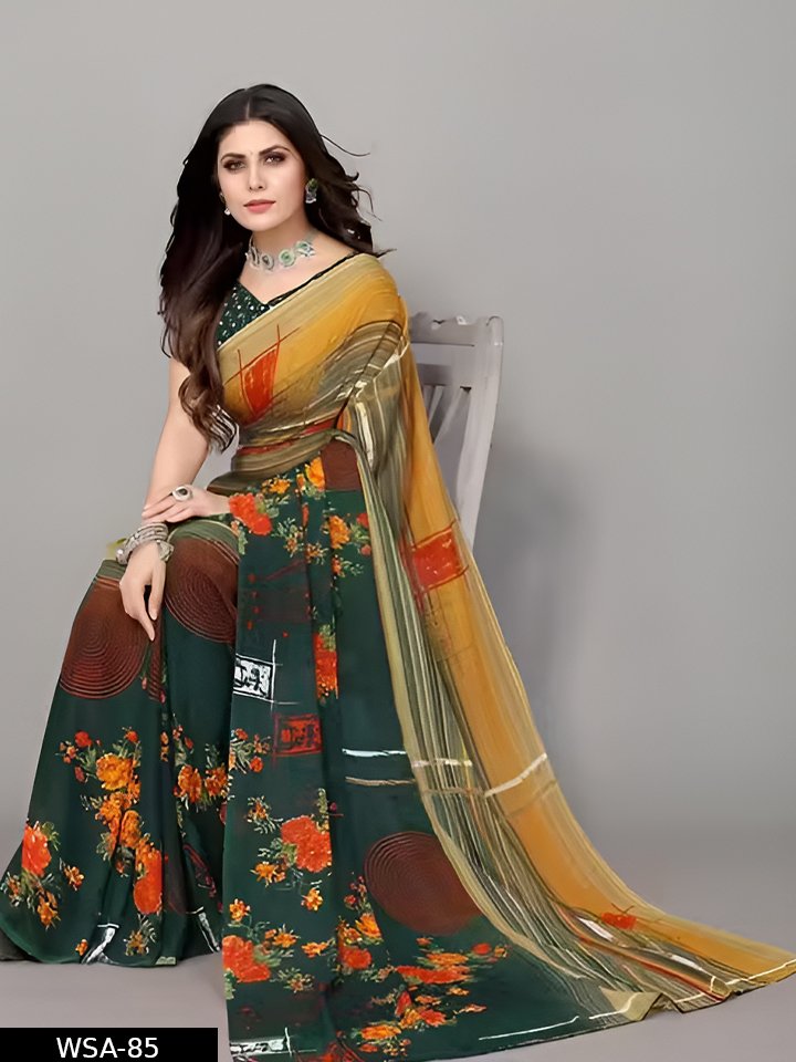 Designer Printed Georgette Saree for Women - Image 3