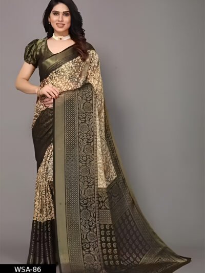Mainakasvasri FANCY BRASSO SAREE WITH UNSTITCHED BLOUSE (NAITRI BLACK B_01)
