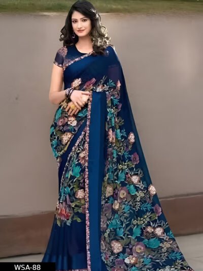 Women's Georgette Printed Saree with Blouse Piece 399