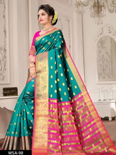 Cotton Silk Saree and Contrast Blouse