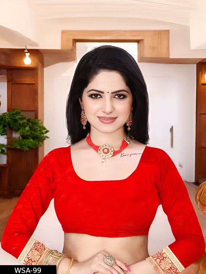 Red Soft Banarasi Silk Saree With Lovely Blouse Piece - Image 4